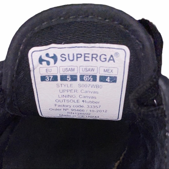 SUPERGA Black & Silver Grommet Distressed Sneakers Size 6.5 - Picture 4 of 13